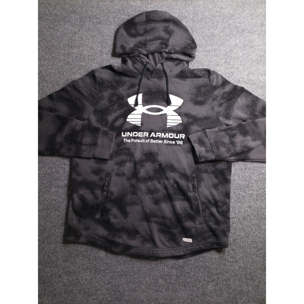 Under Armour Hoodie Men's LG Black Graphic Logo Pullover Sweatshirt Athletic